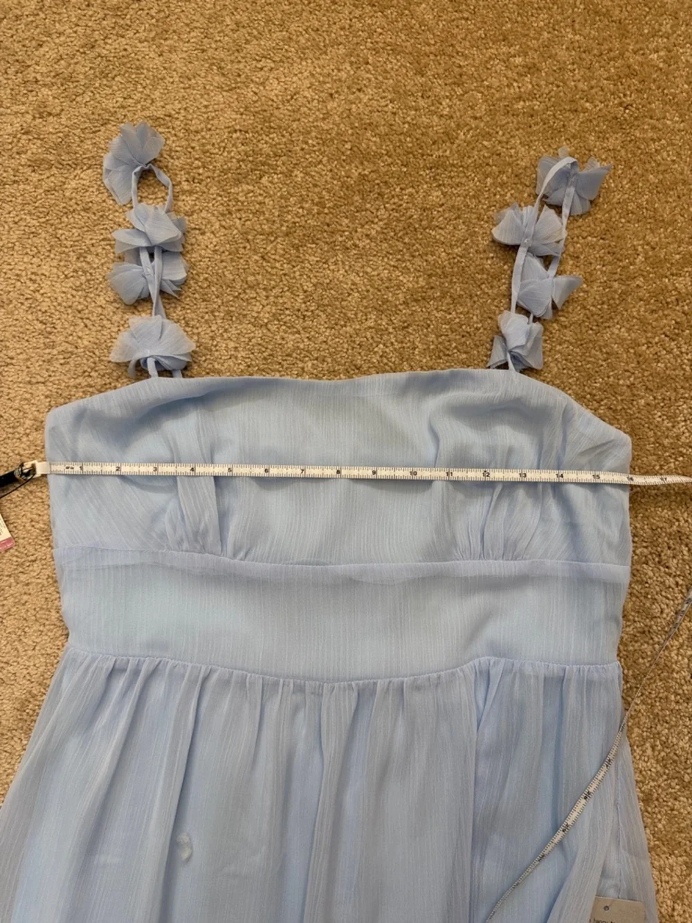 Lush Rosette Strap Fit & Flare Dress Cool Blue Dress Size Large NEW nordstrom - Picture 5 of 9
